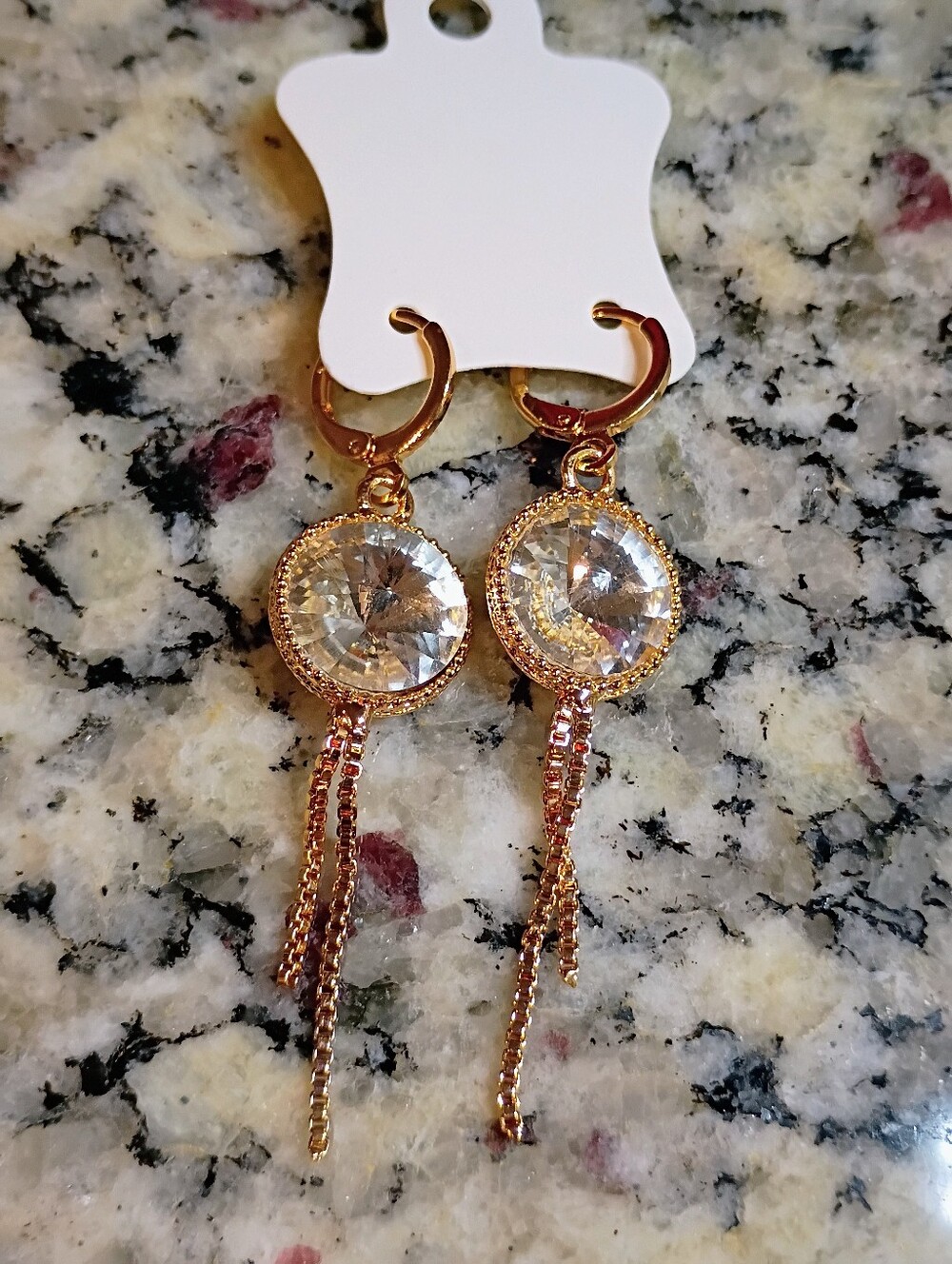 New Gold Tone Crystal Drop Dangle Earrings — Women Jewelry
